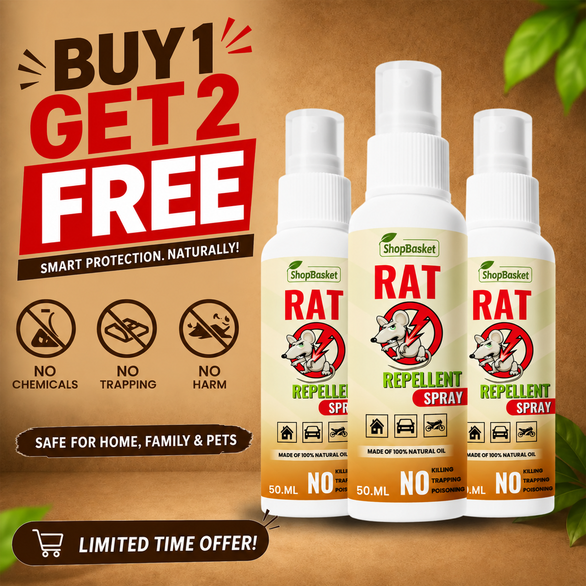 Rat Repellent Spray 50 Ml Each (Pack Of 3)