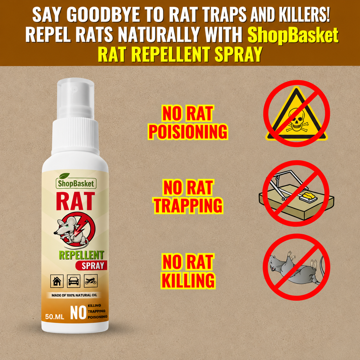 Rat Repellent Spray 50 Ml Each (Pack Of 3)