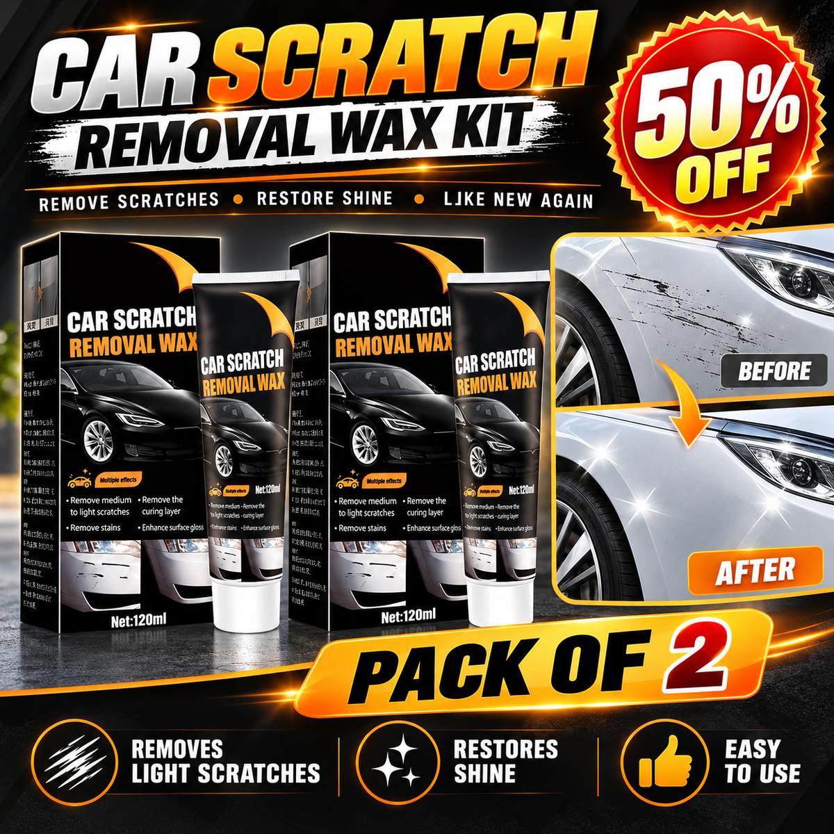 Vehicles, Car Scratch Remover Wax For Deep Scratches (Pack Of 2)